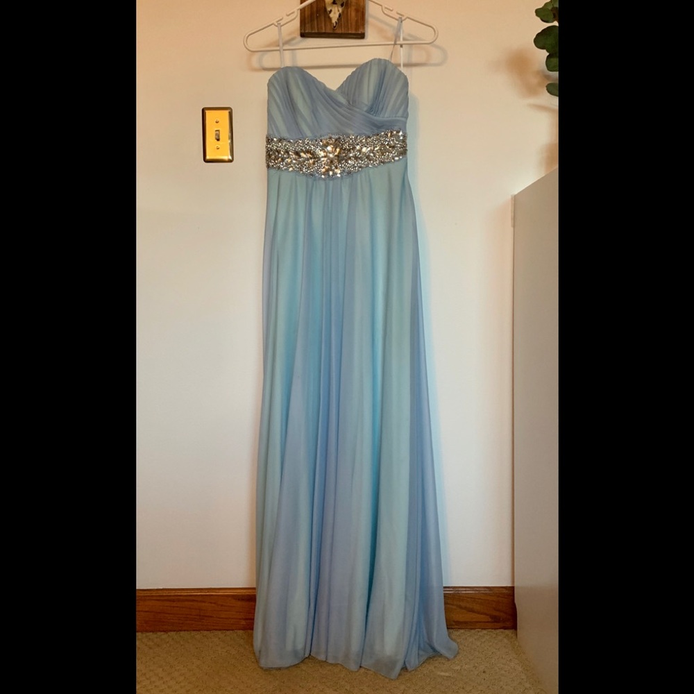 Sequin Hearts Baby Blue Floor Length Dress